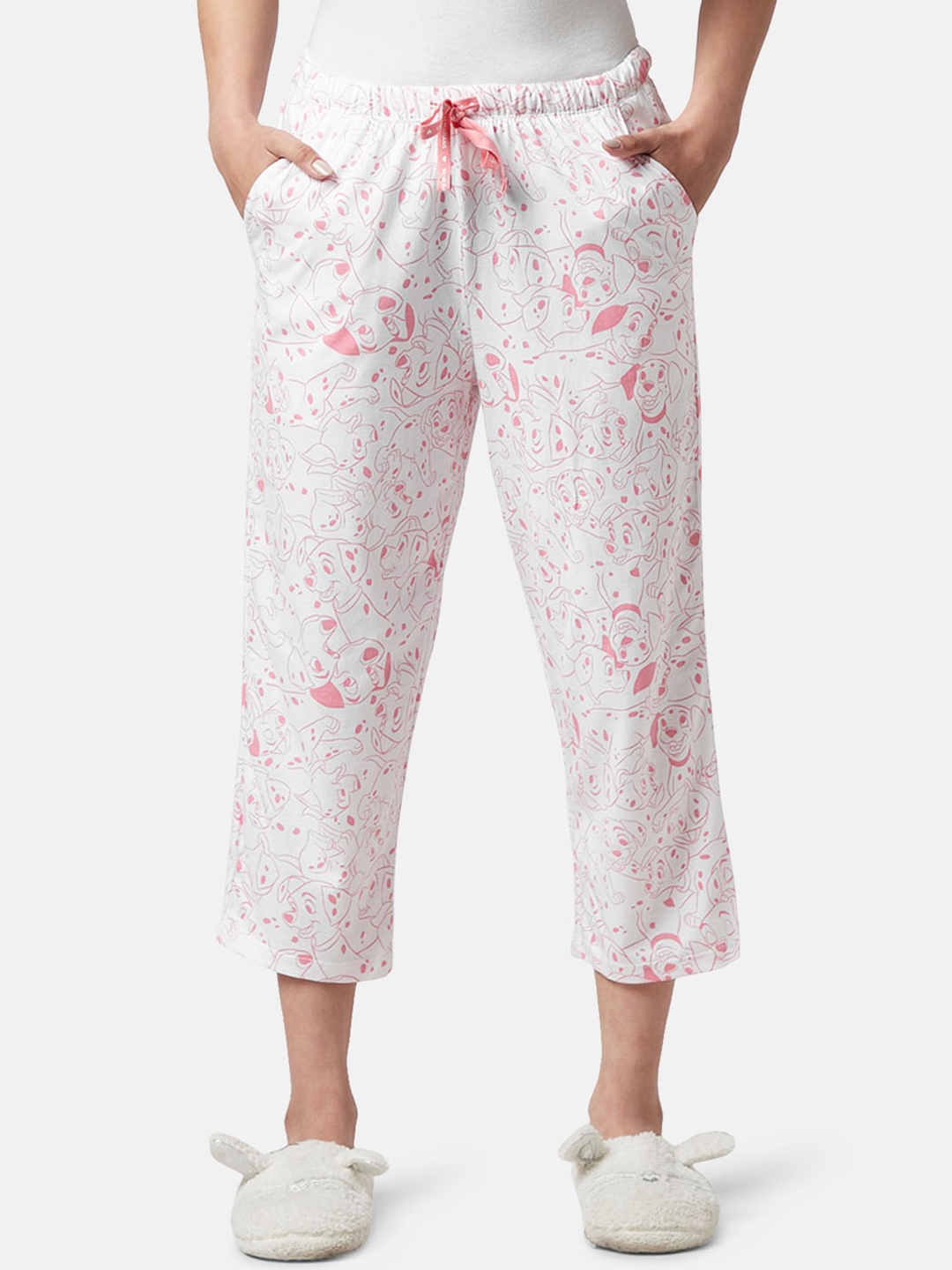 

Dreamz by Pantaloons Women Printed Three Fourth Length Cotton Lounge Pants, White