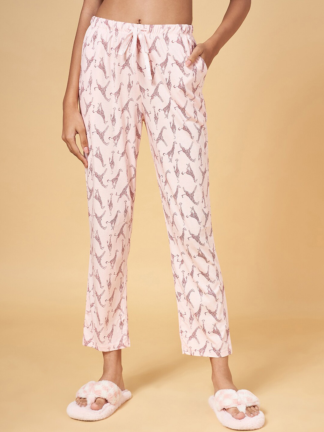 

Dreamz by Pantaloons Women Printed Cotton Lounge Pants, Pink