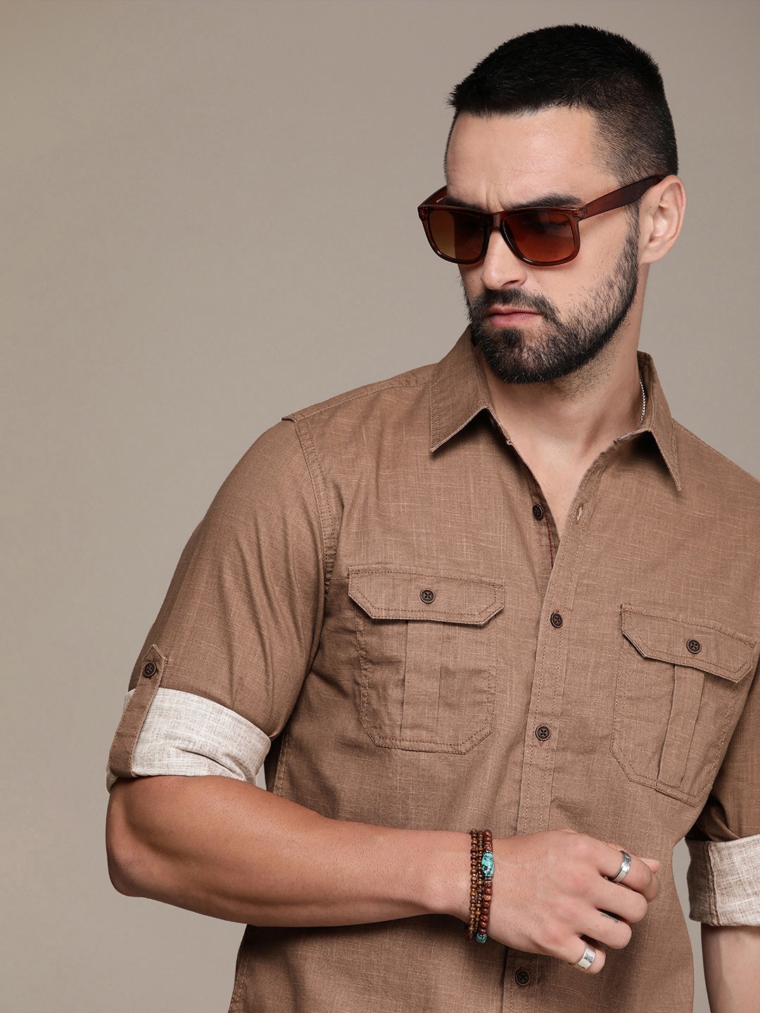 

The Roadster Life Co. Pure Cotton Casual Shirt, Brown