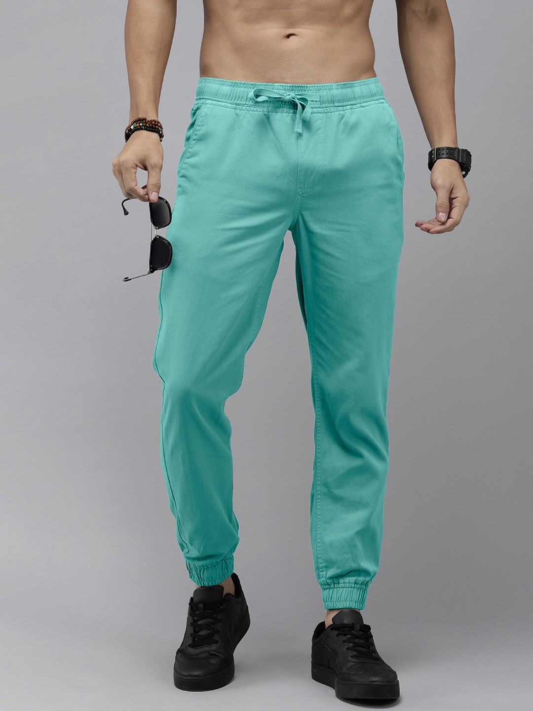 

Roadster Pure Cotton Slim Fit Joggers, Blue