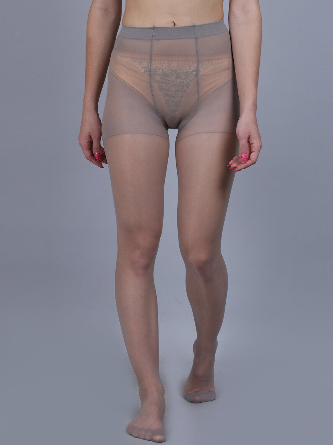 

COLOR STYLE Self-Design High-Rise Sheer Stockings, Grey