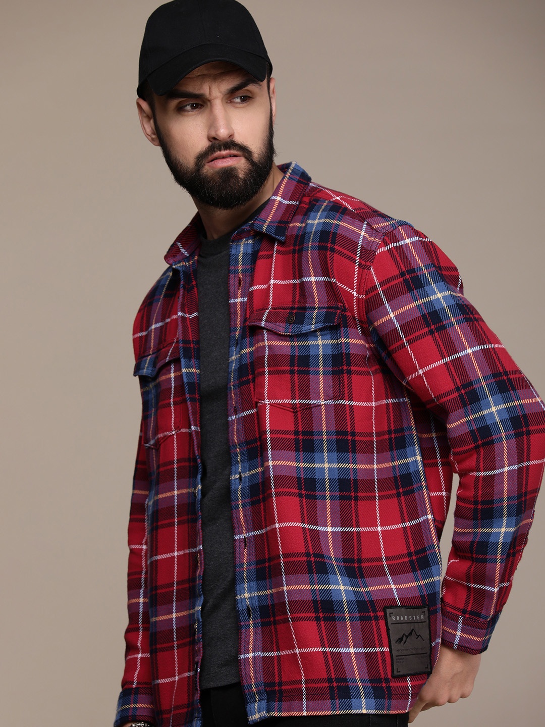 

The Roadster Life Co. Pure Cotton Checked Casual Shirt, Red