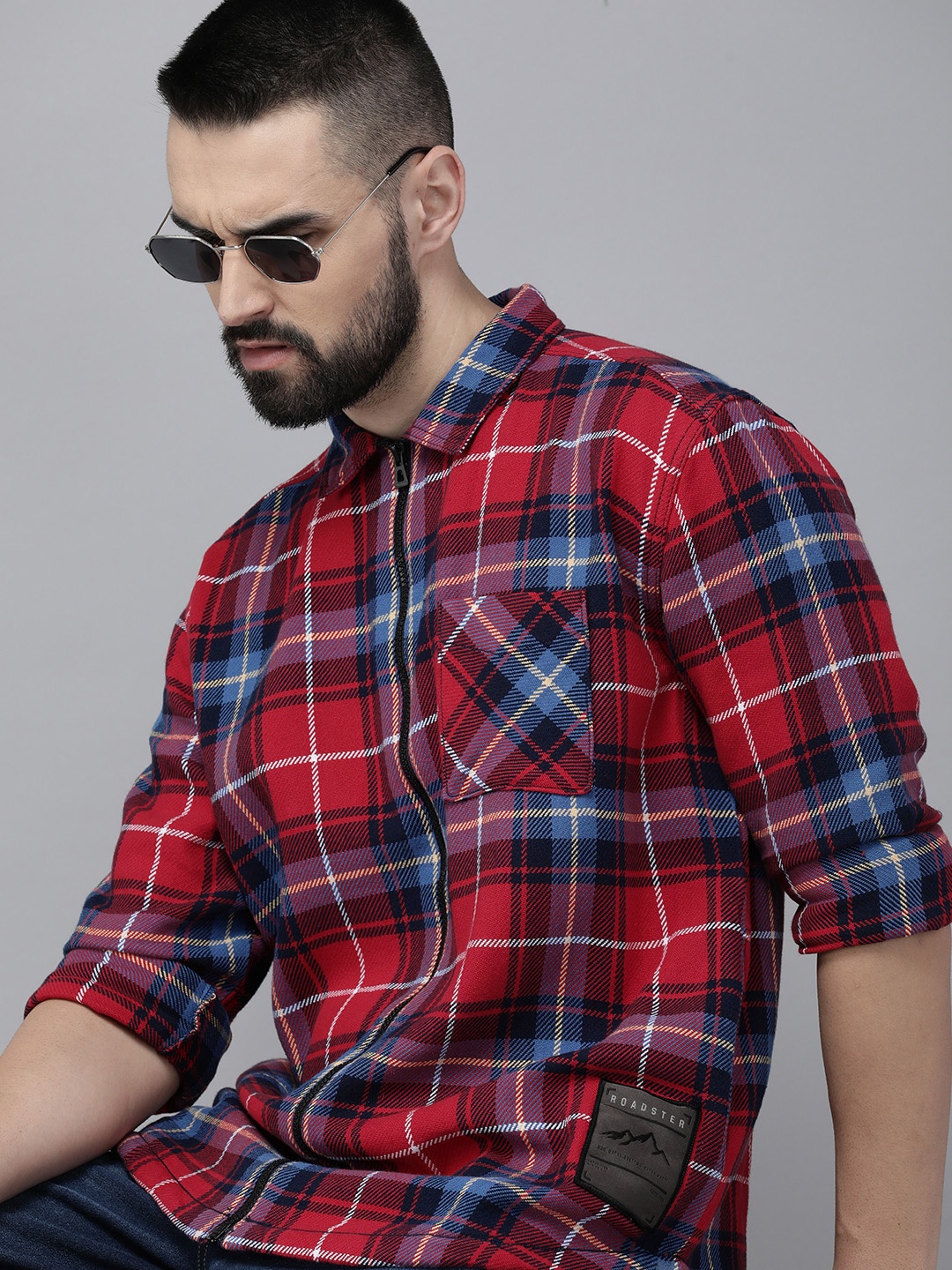 

The Roadster Life Co. Relaxed Fit Checked Pure Cotton Casual Shirt, Red