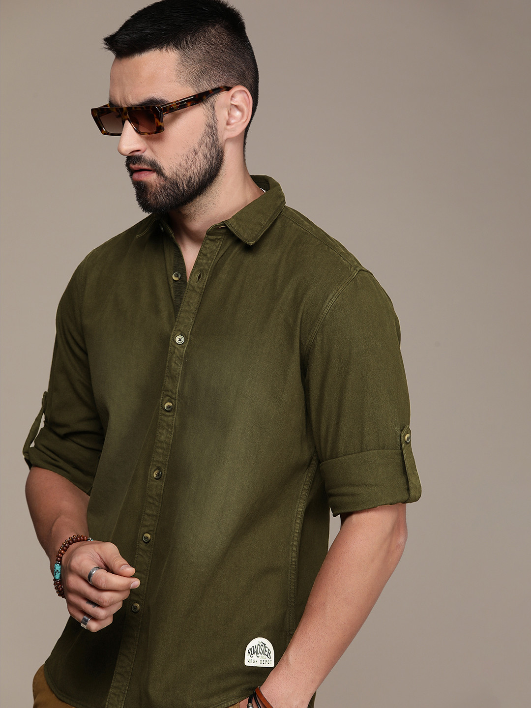 

The Roadster Life Co. Pure Cotton Casual Shirt, Olive