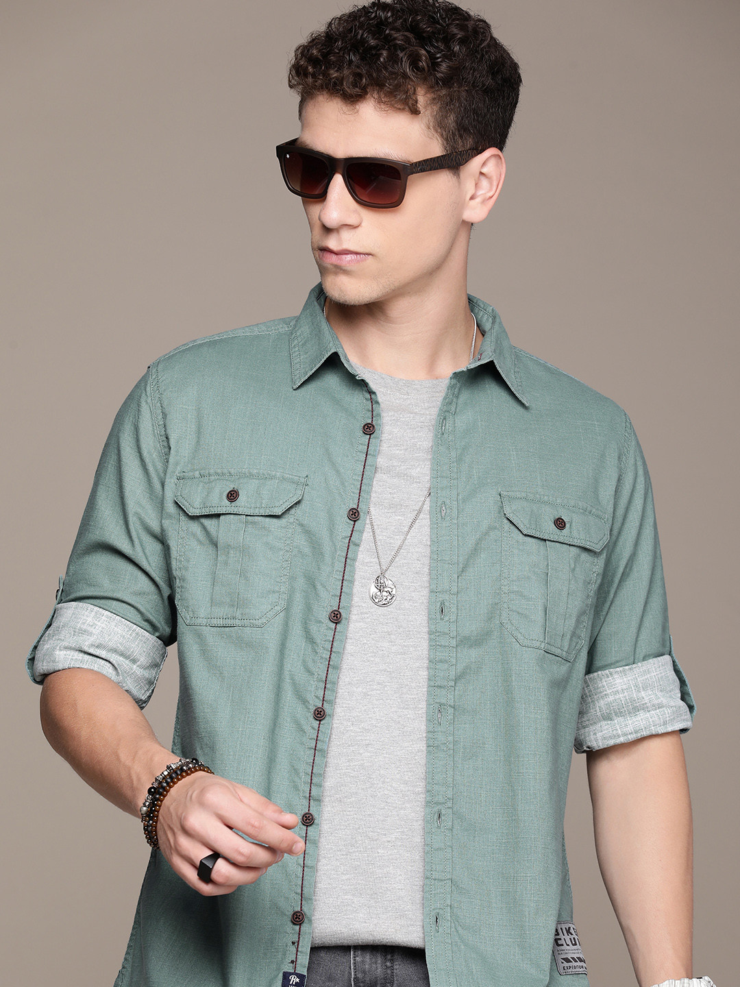 

The Roadster Life Co. Pure Cotton Casual Shirt, Sea green