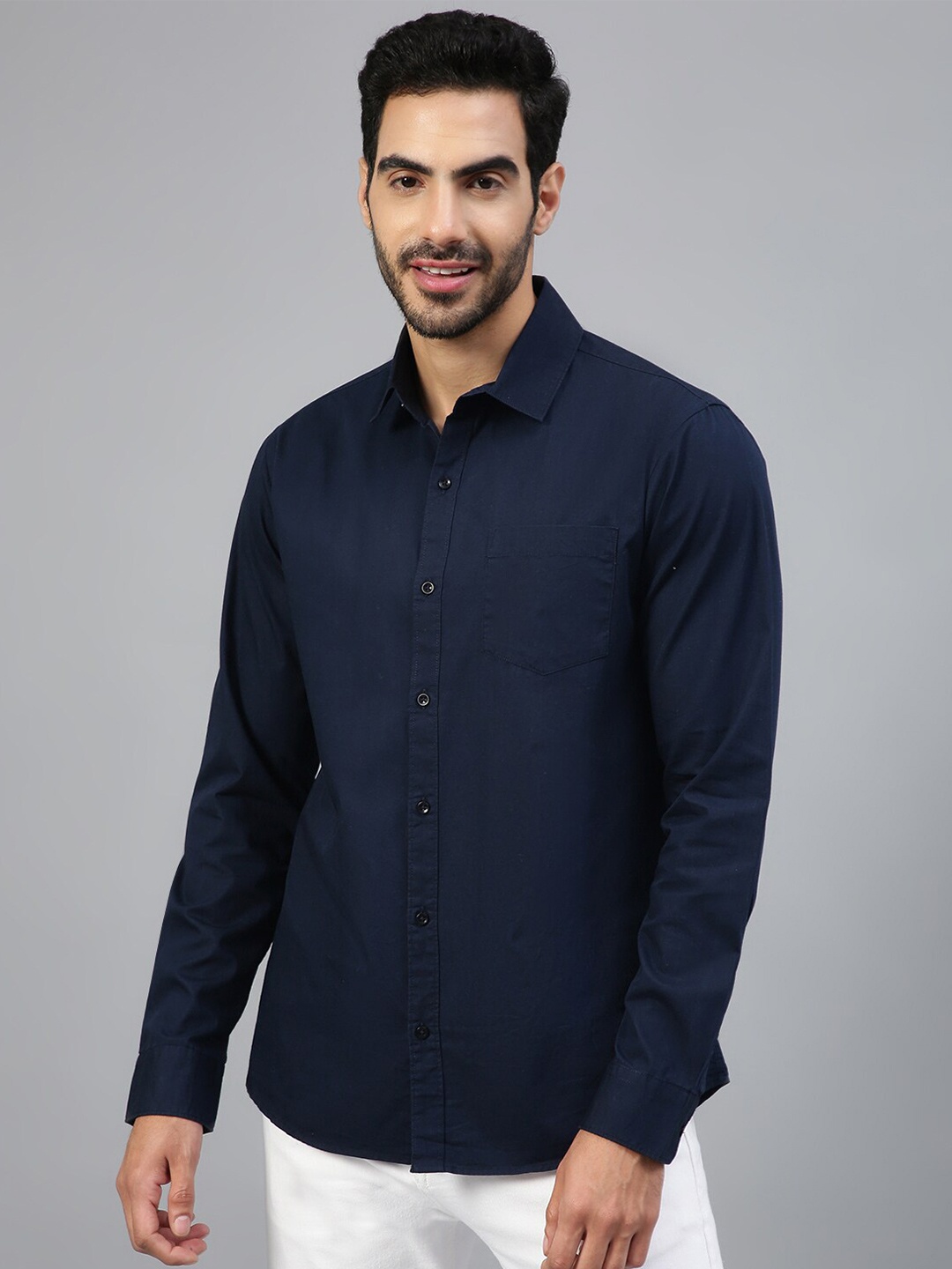 

FTX Standard Fit Pure Cotton Casual Shirt, Navy blue