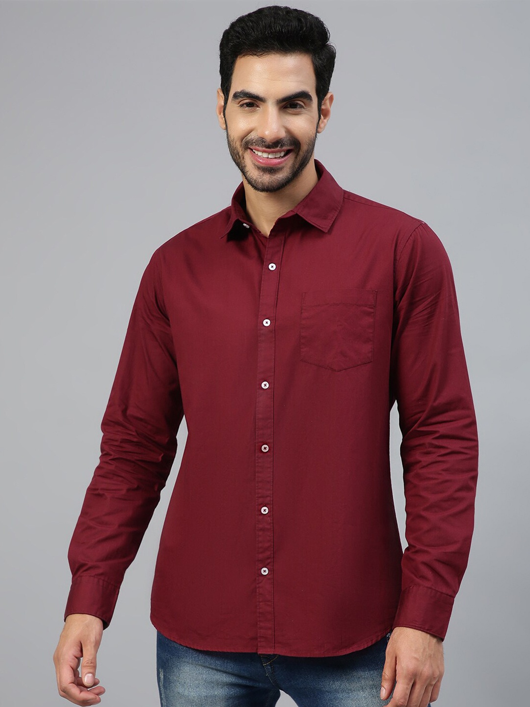 

FTX Standard Fit Pure Cotton Casual Shirt, Maroon