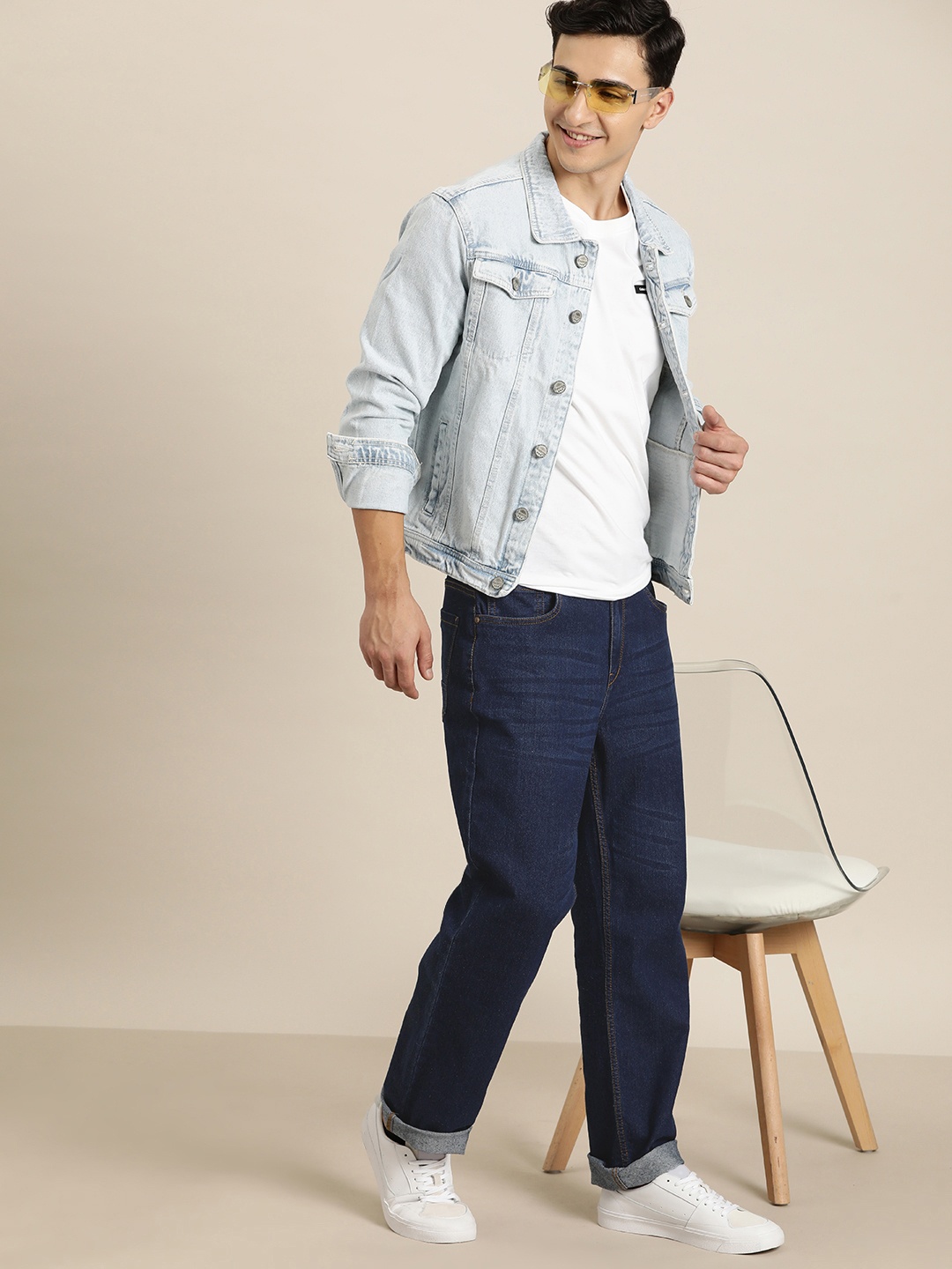 

HERE&NOW Men Regular Fit Mid-Rise Jeans, Blue