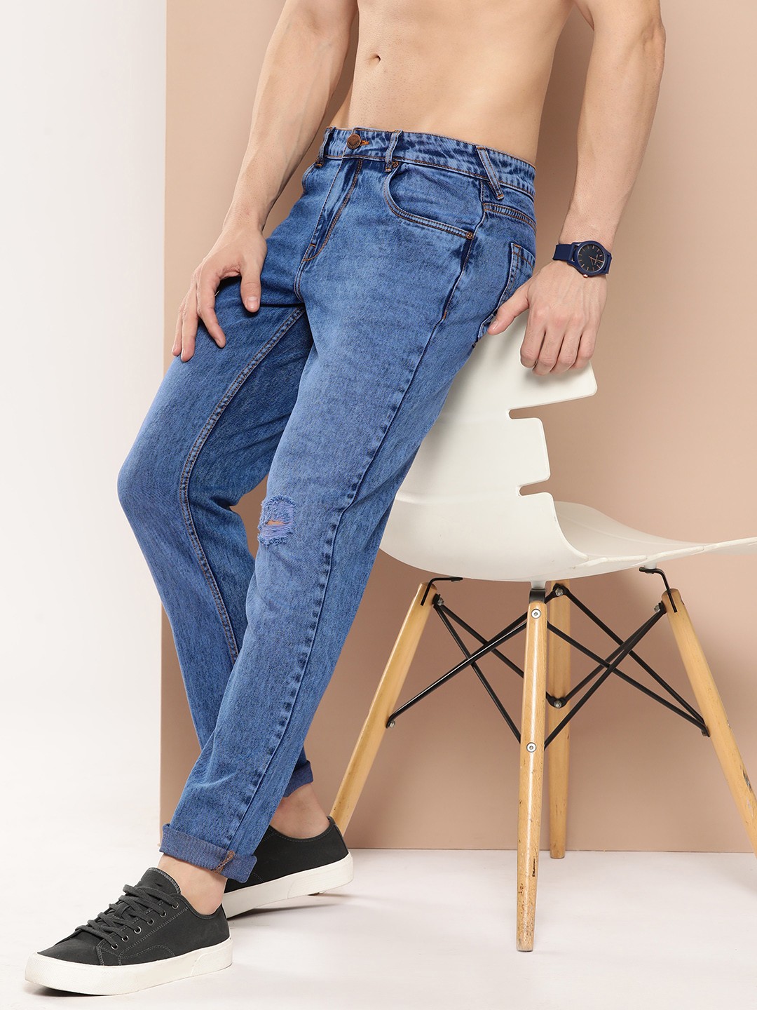 

HERE&NOW Men Slim Fit Stretchable Jeans, Blue