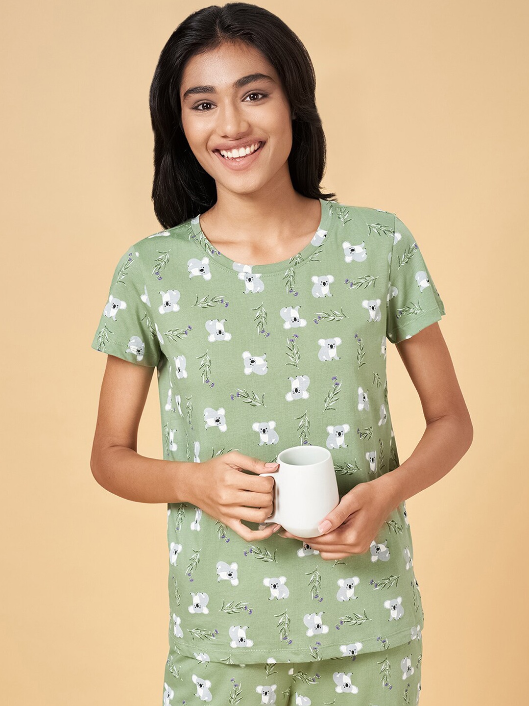 

Dreamz by Pantaloons Printed Cotton Lounge T-Shirt, Green