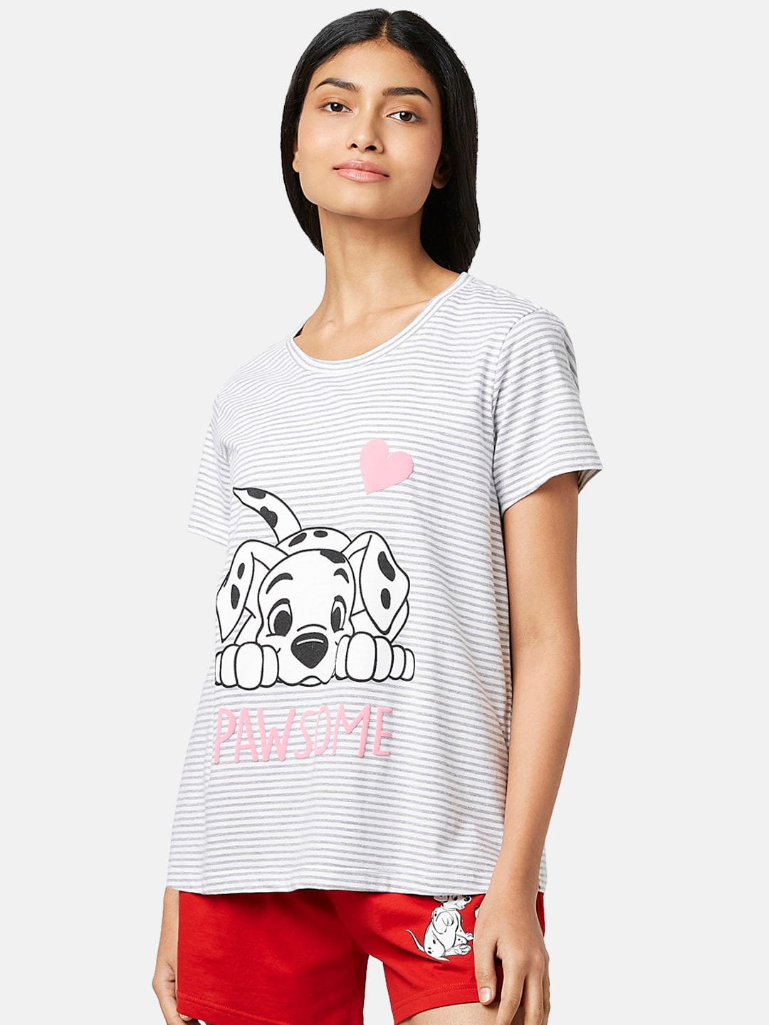 

Dreamz by Pantaloons 101 Dalmatians Graphic Printed Round Neck Cotton Regular T-shirt, Grey