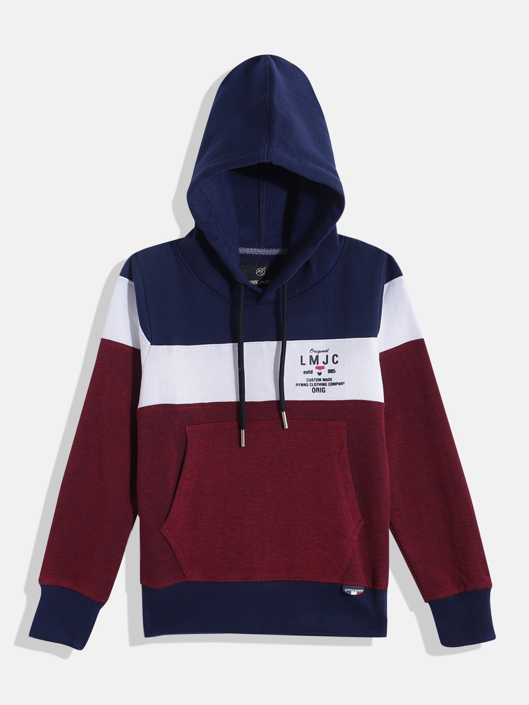 

Little Marco Boys Striped Hooded Sweatshirt, Maroon