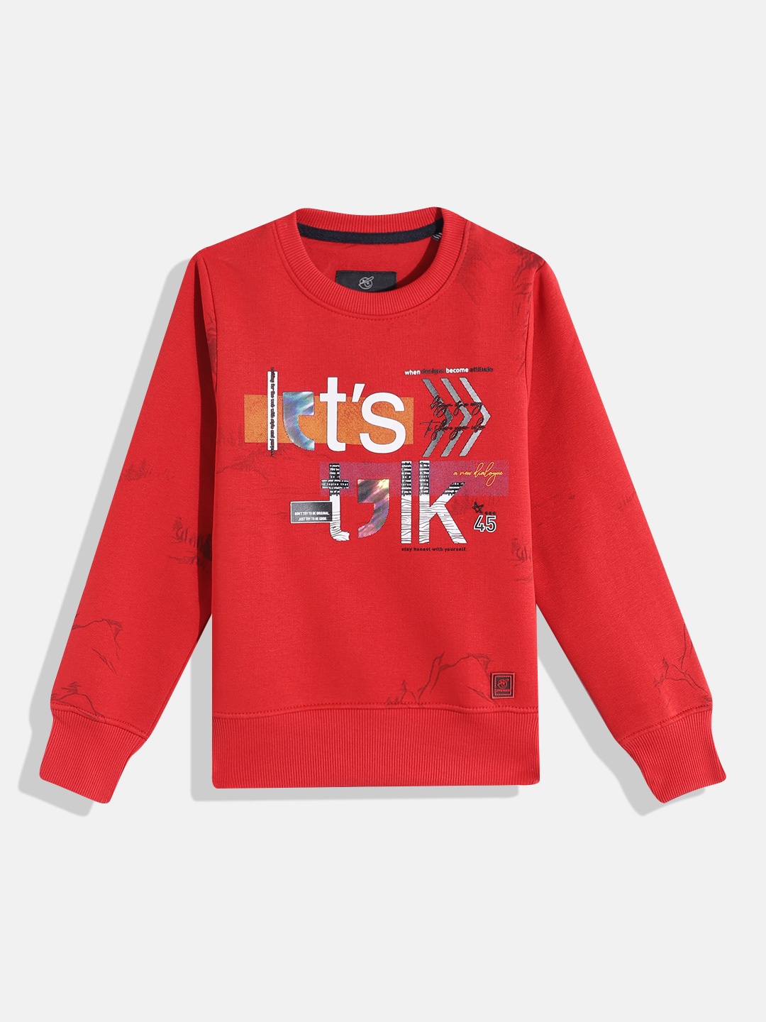 

Little Marco Boys Typography Printed Sweatshirt, Red