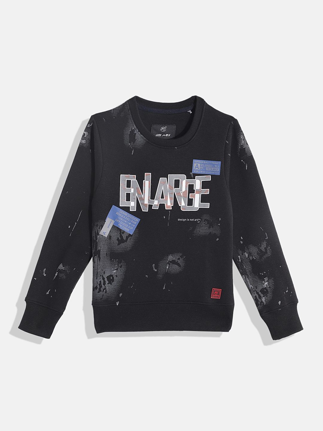 

Little Marco Boys Typography & Abstract Printed Sweatshirt, Black