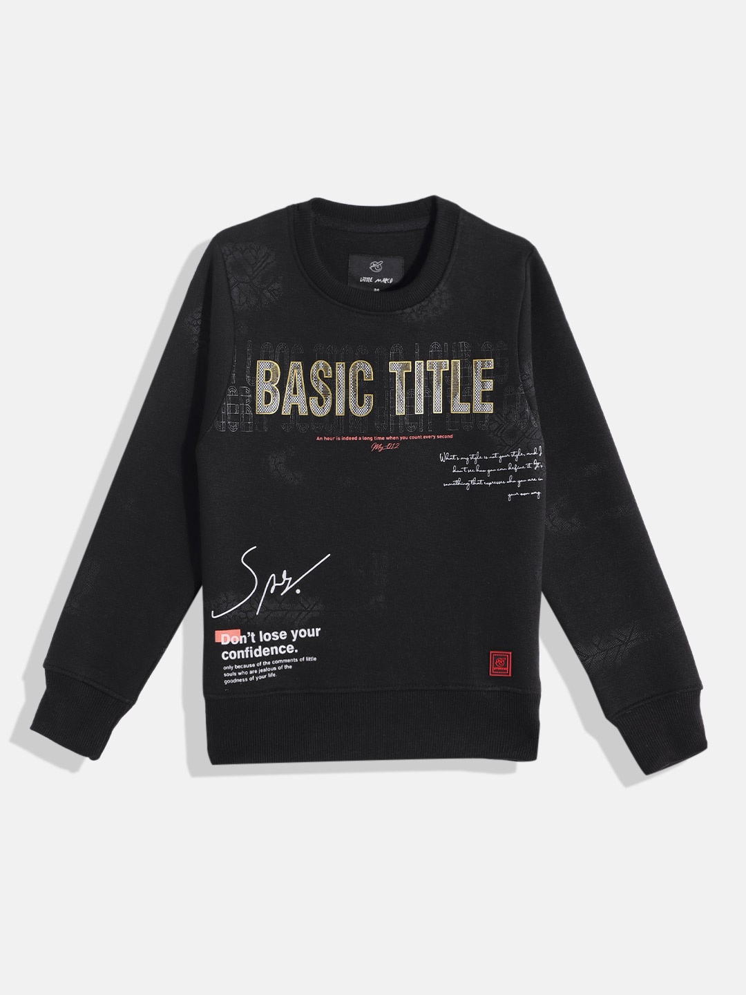 

Little Marco Boys Typography Printed Sweatshirt, Black