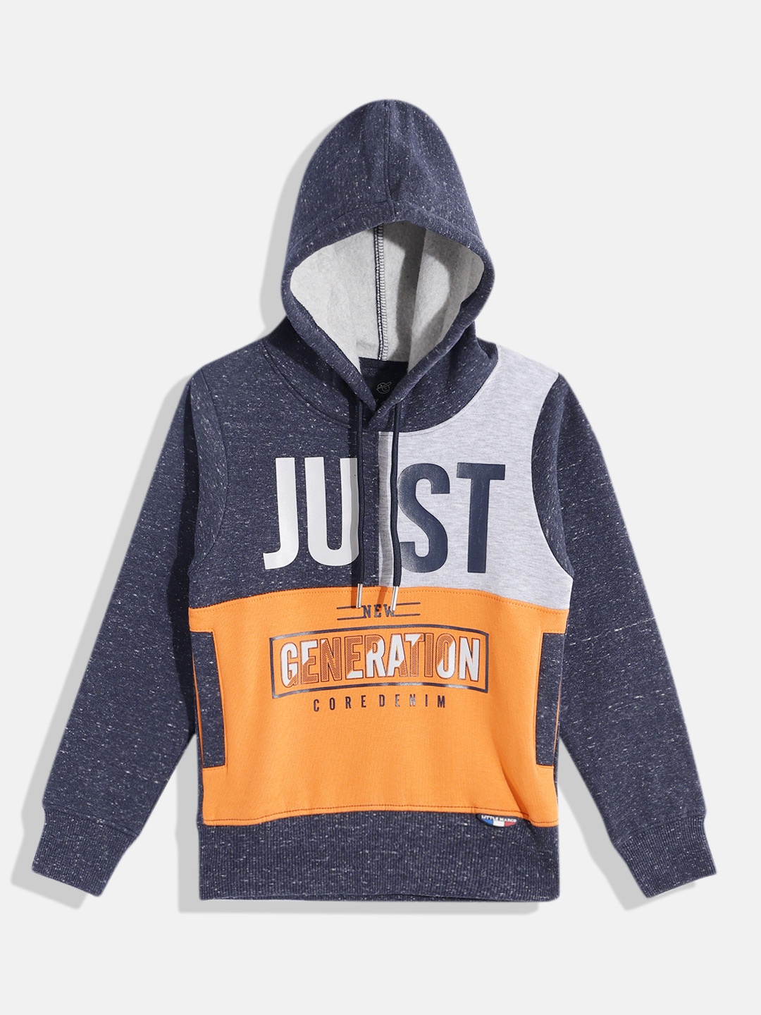 

Little Marco Boys Colourblocked Hooded Sweatshirt, Navy blue