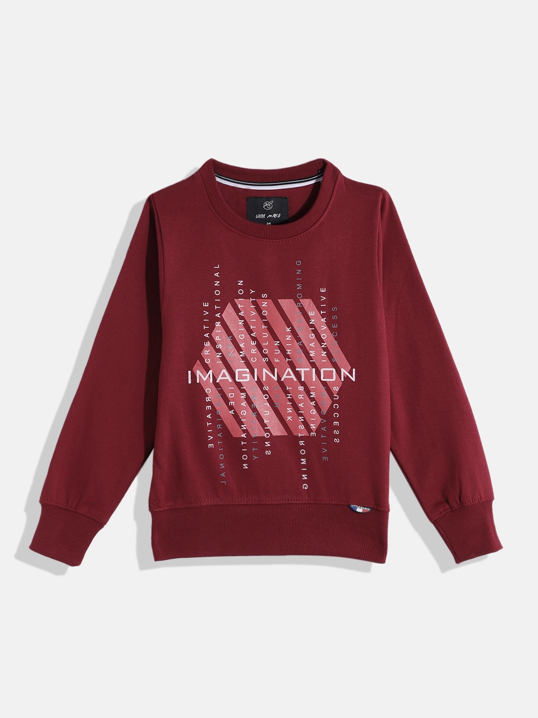 

Little Marco Boys Typography Printed Sweatshirt, Maroon
