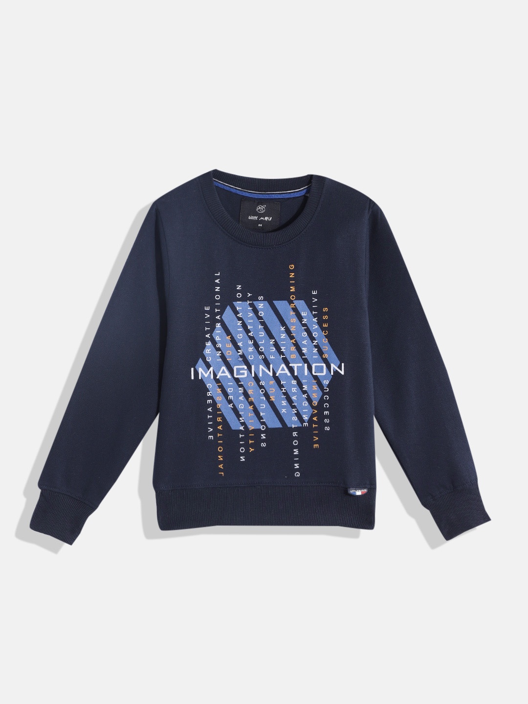 

Little Marco Boys Typography Printed Sweatshirt, Navy blue
