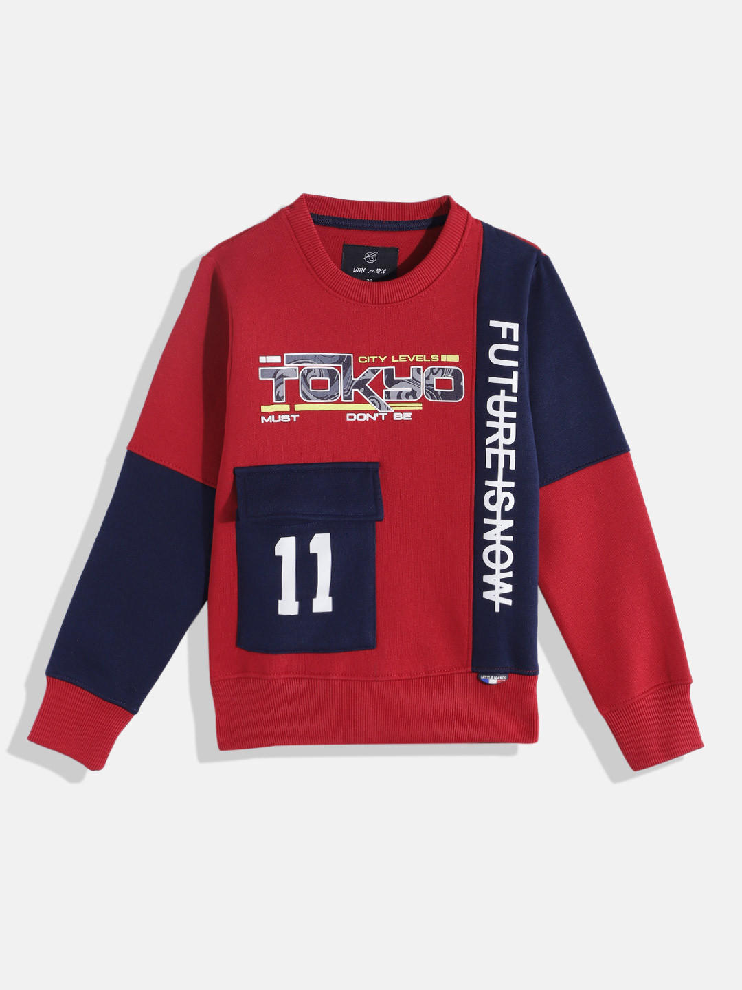 

Little Marco Boys Typography Printed Sweatshirt, Maroon