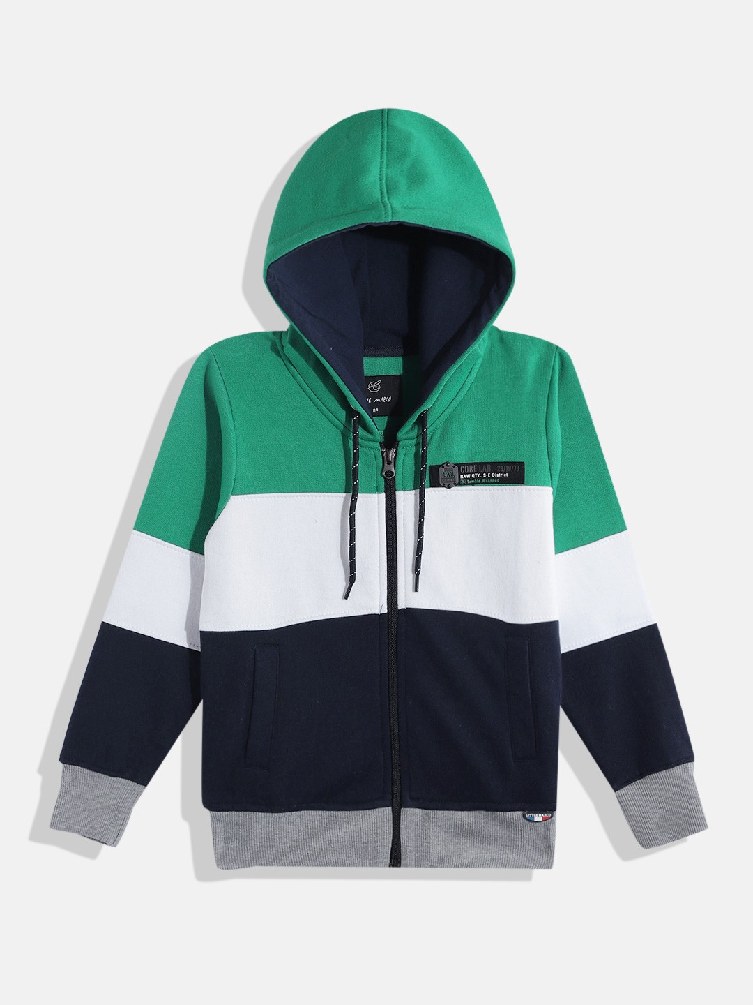 

Little Marco Boys Striped Hooded Sweatshirt, Green