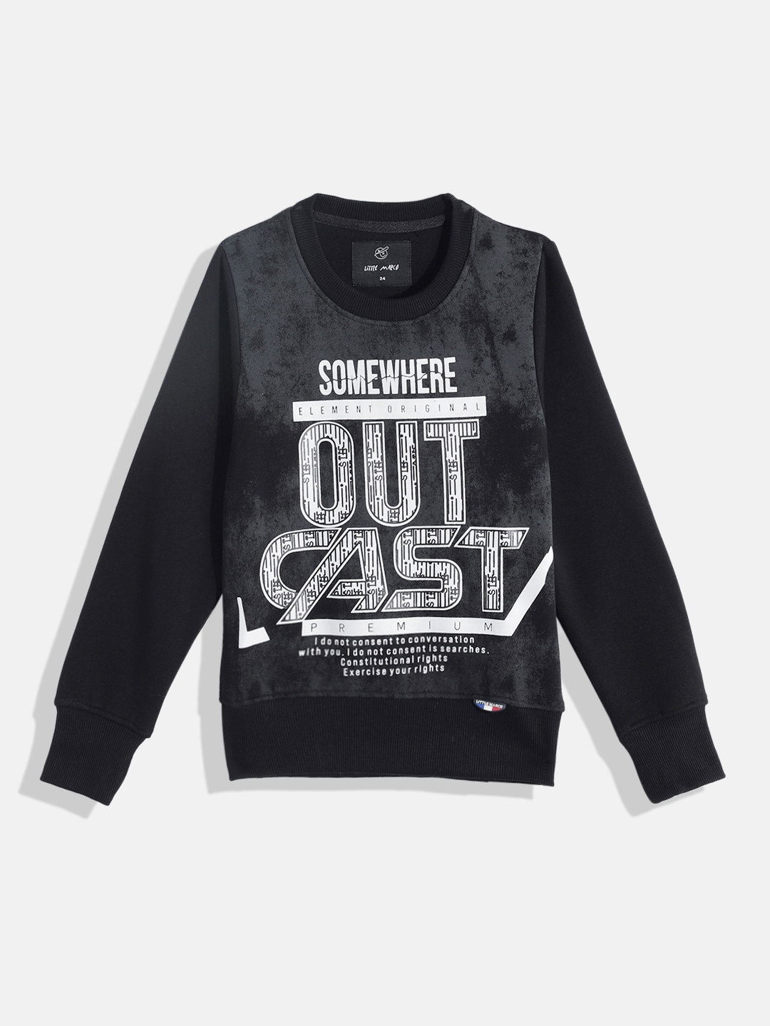 

Little Marco Boys Typography Printed Sweatshirt, Black