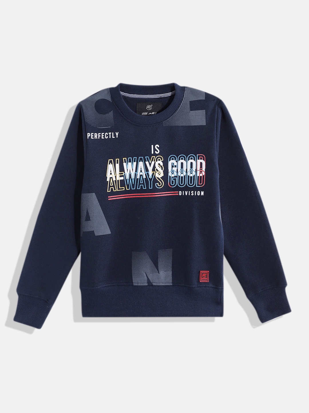 

Little Marco Boys Typography Printed Sweatshirt, Navy blue