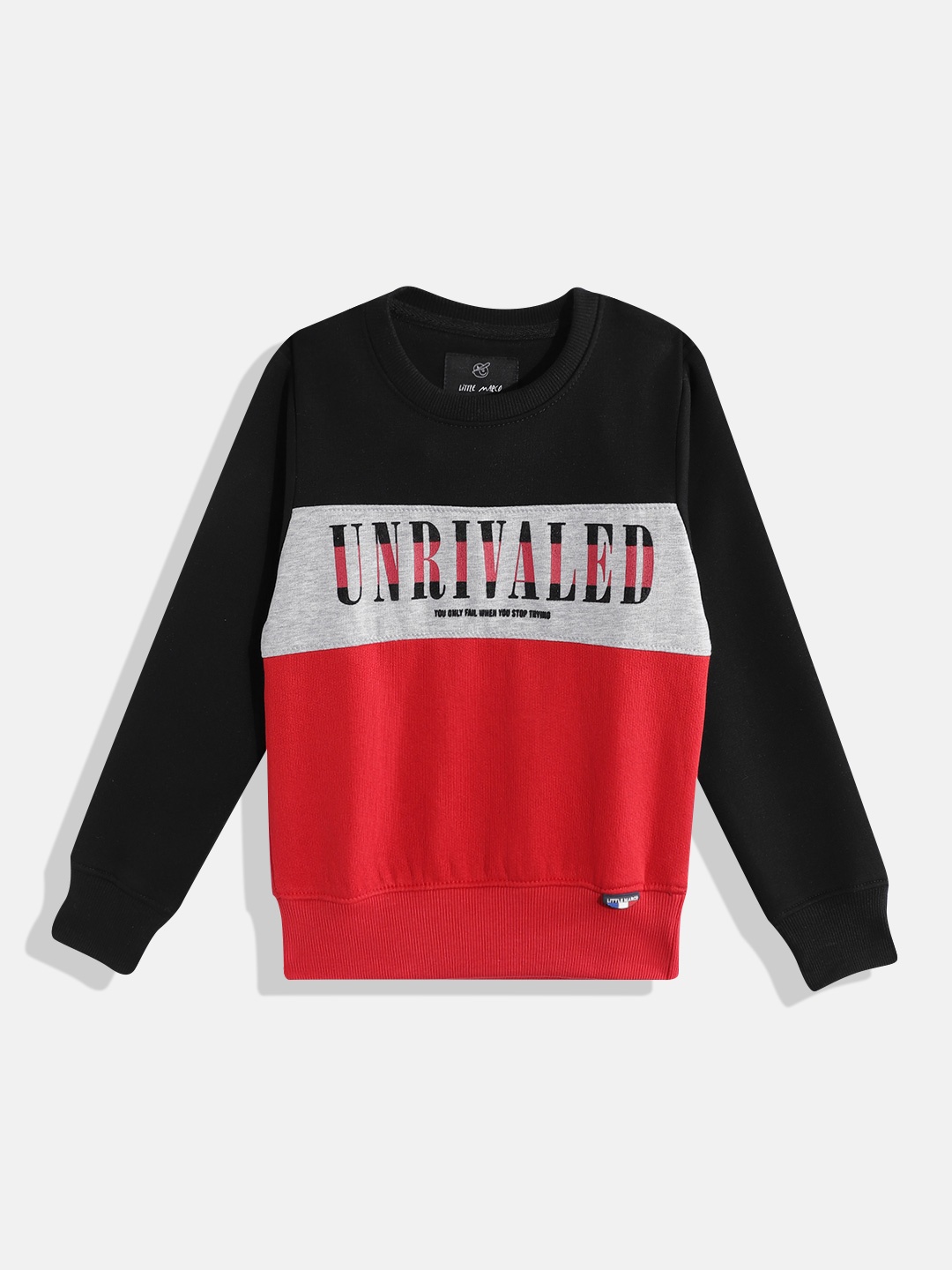 

Little Marco Boys Striped & Typography Printed Sweatshirt, Black
