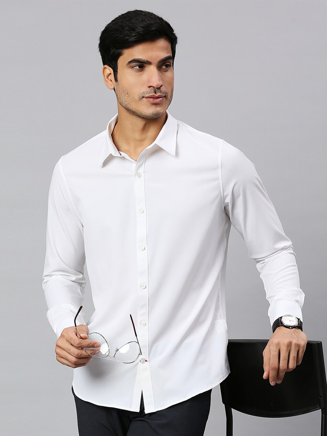

Thomas Scott Classic Slim Fit 4 Way Stretch Spread Collar Casual Shirt, White