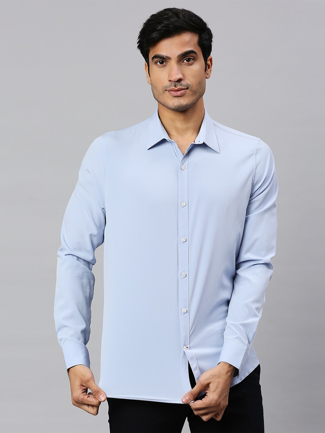 

Thomas Scott Classic Slim Fit 4 Way Stretch Spread Collar Casual Shirt, Blue