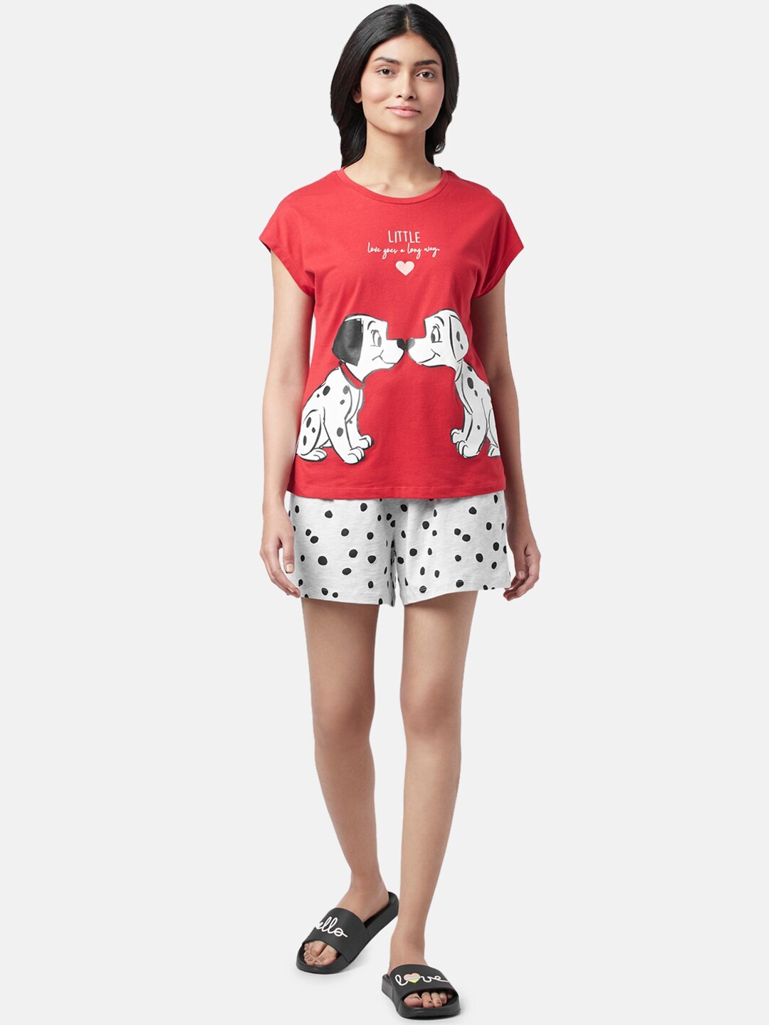 

Dreamz by Pantaloons Graphic Printed Pure Cotton Night suit, Red