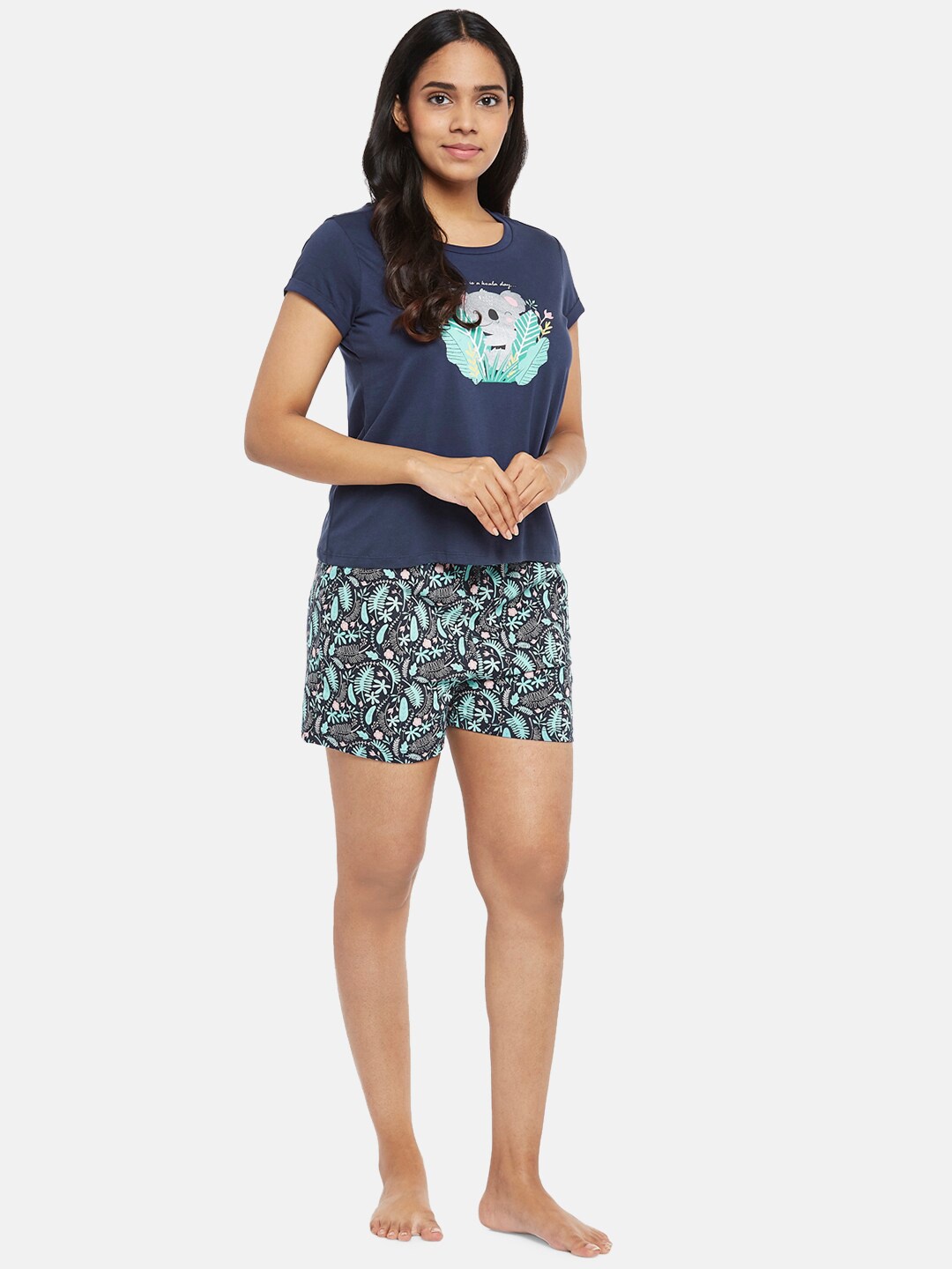 

Dreamz by Pantaloons Graphic Printed Pure Cotton Night suit, Navy blue