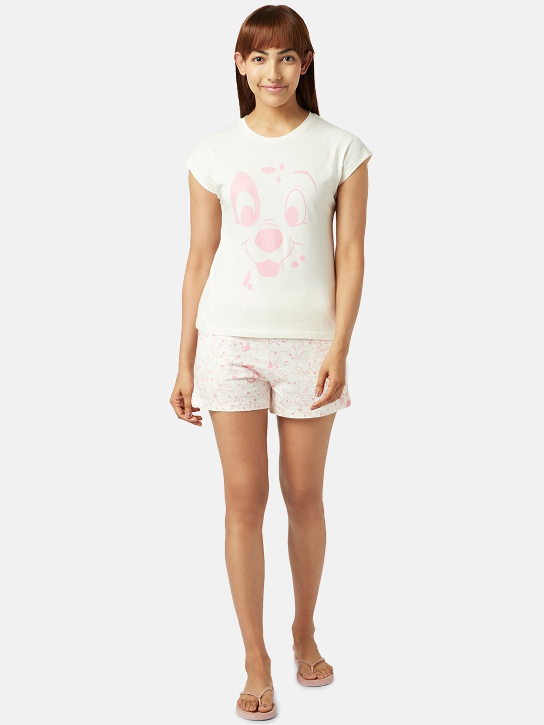 

Dreamz by Pantaloons Graphic Printed Pure Cotton Night Suit, Off white