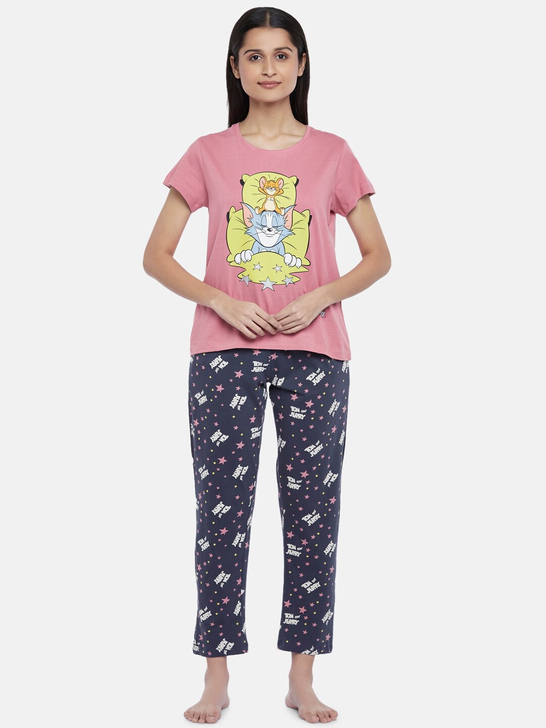 

Dreamz by Pantaloons Tom & Jerry Printed Pure Cotton Night suit, Pink