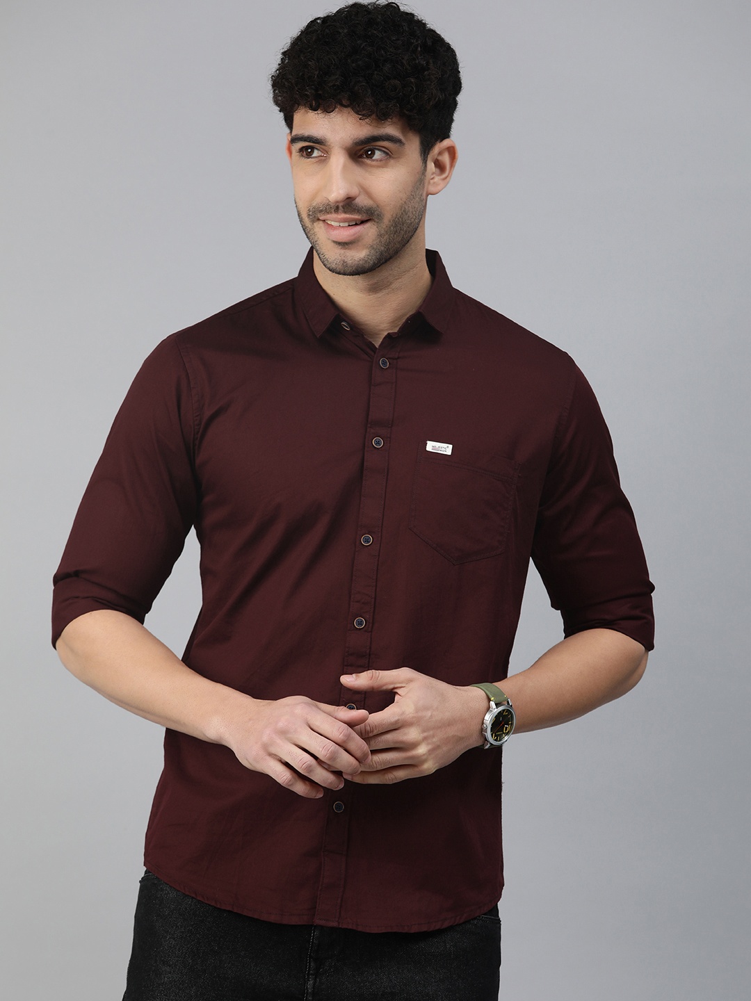 

Majestic Man Men Classic Slim Fit Pure Cotton Casual Shirt, Maroon