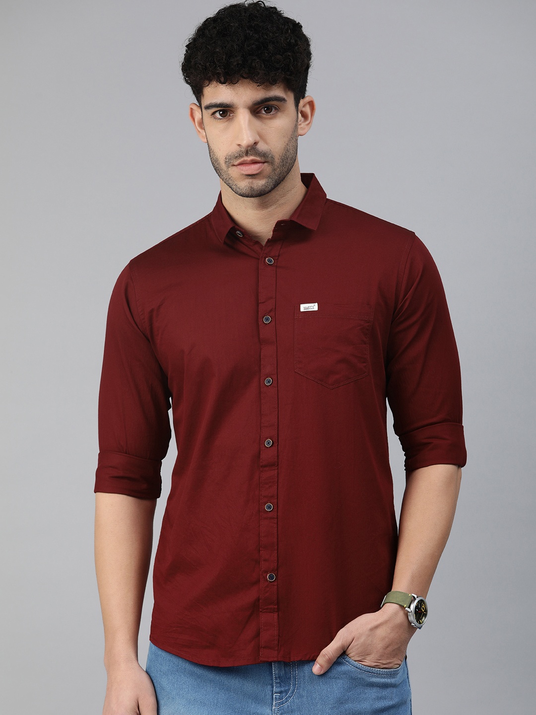 

Majestic Man Men Classic Slim Fit Pure Cotton Casual Shirt, Maroon