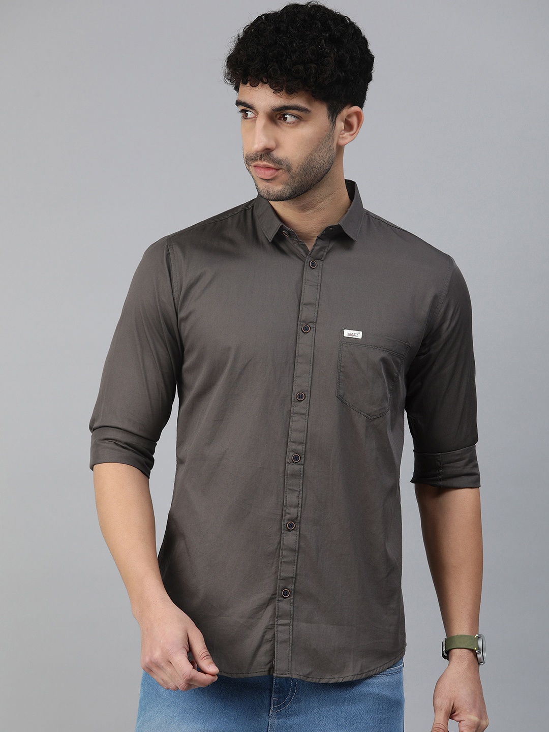 

Majestic Man Men Classic Slim Fit Pure Cotton Casual Shirt, Grey
