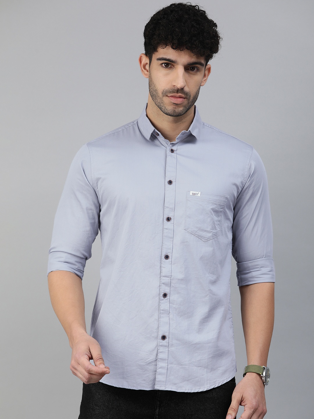 

Majestic Man Men Classic Slim Fit Pure Cotton Casual Shirt, Grey