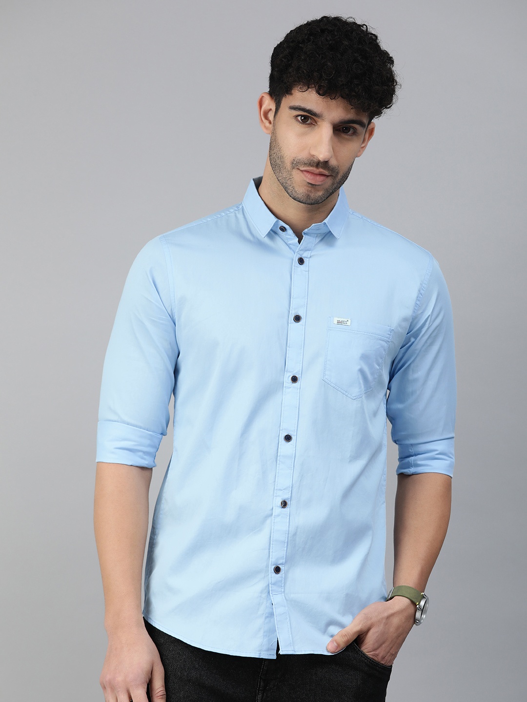 

Majestic Man Men Classic Slim Fit Pure Cotton Casual Shirt, Turquoise blue