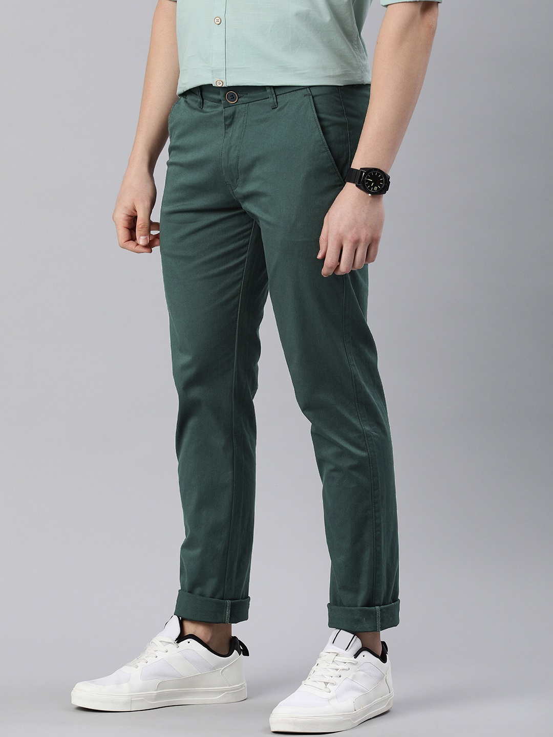 

Majestic Man Men Green Relaxed Slim Fit Trousers