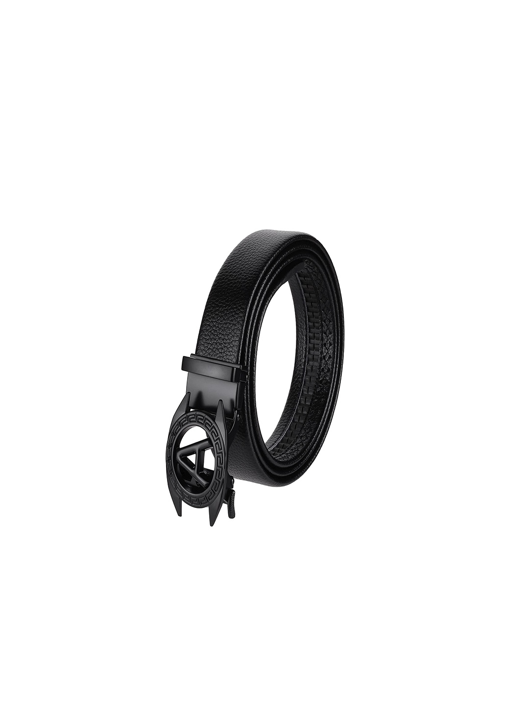 

Zacharias Men Textured Slim Slider Buckle Belt, Black