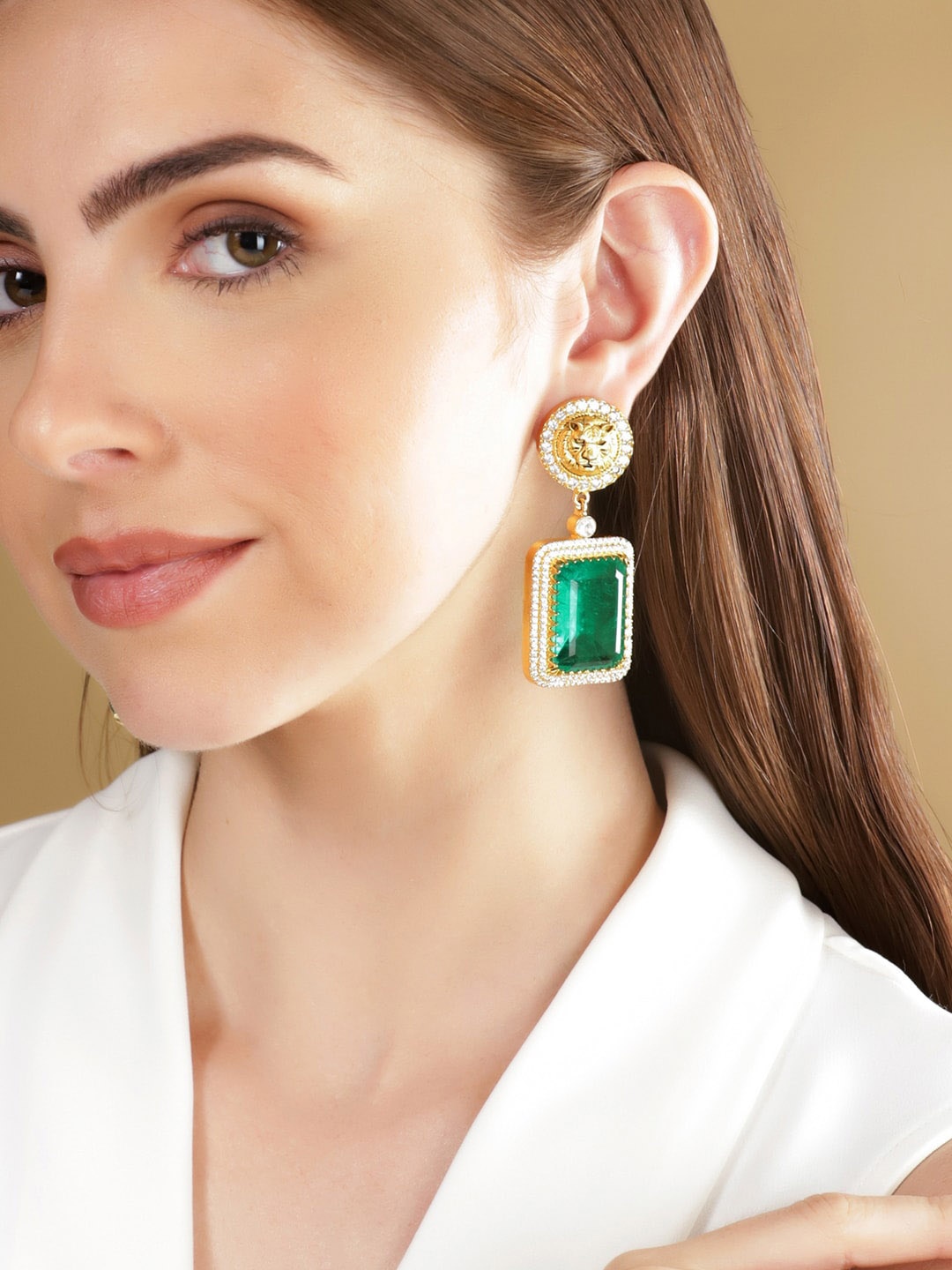 

Rubans Gold-Plated Geometric Drop Earrings