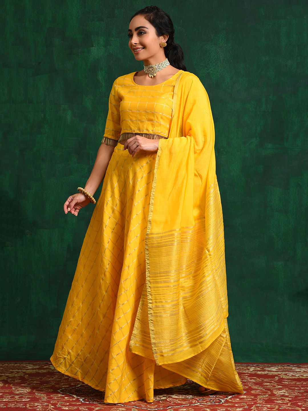 

AKS Ready To Wear Lehenga & Blouse With Dupatta, Yellow