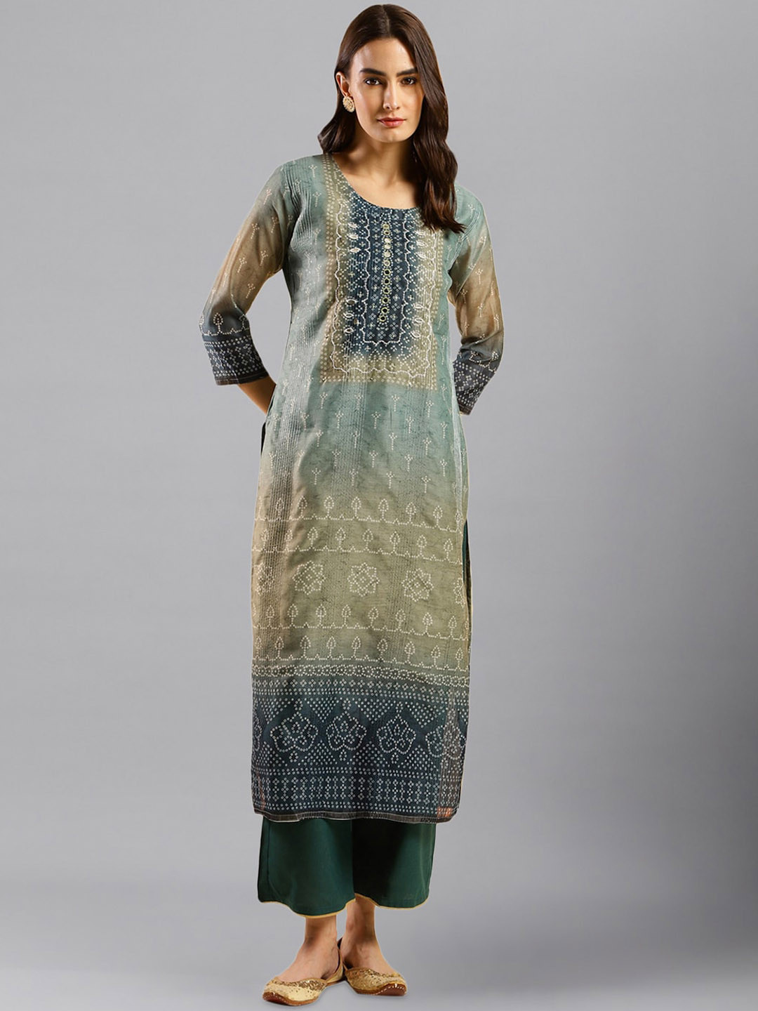 

HERE&NOW Blue Ethnic Motifs Printed Kurta