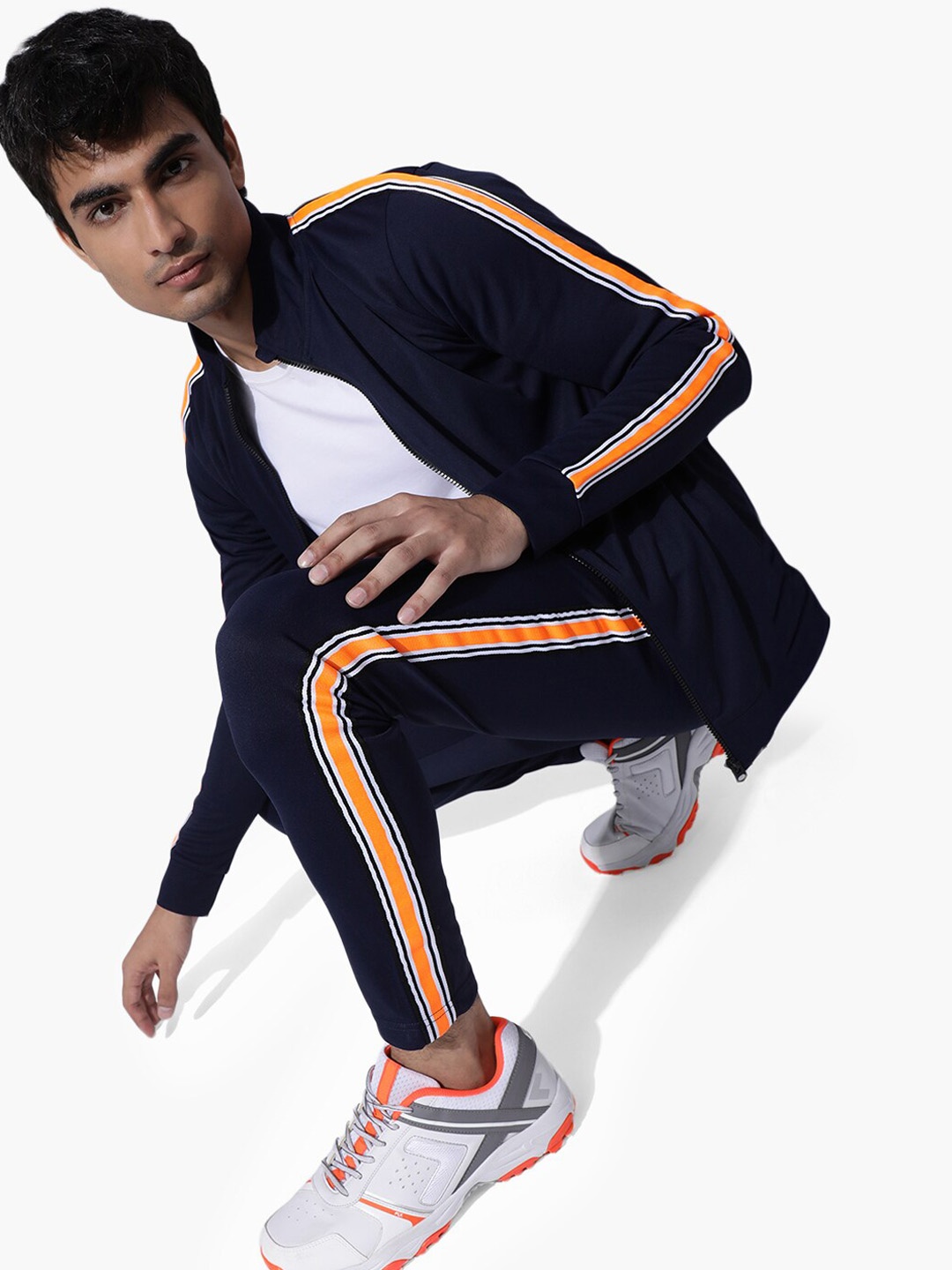 

Virgio Striped Detail Mock Collar Tracksuit, Blue