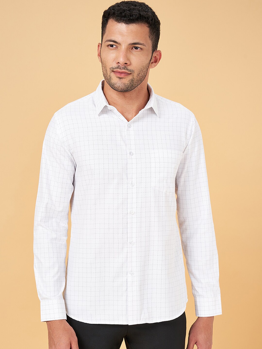 

BYFORD by Pantaloons Grid Tattersall Checked Formal Shirt, White