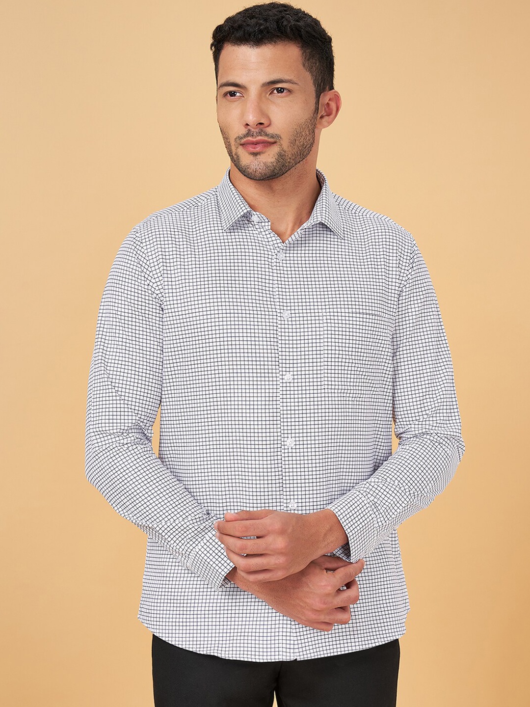 

BYFORD by Pantaloons Micro Checked Formal Shirt, White
