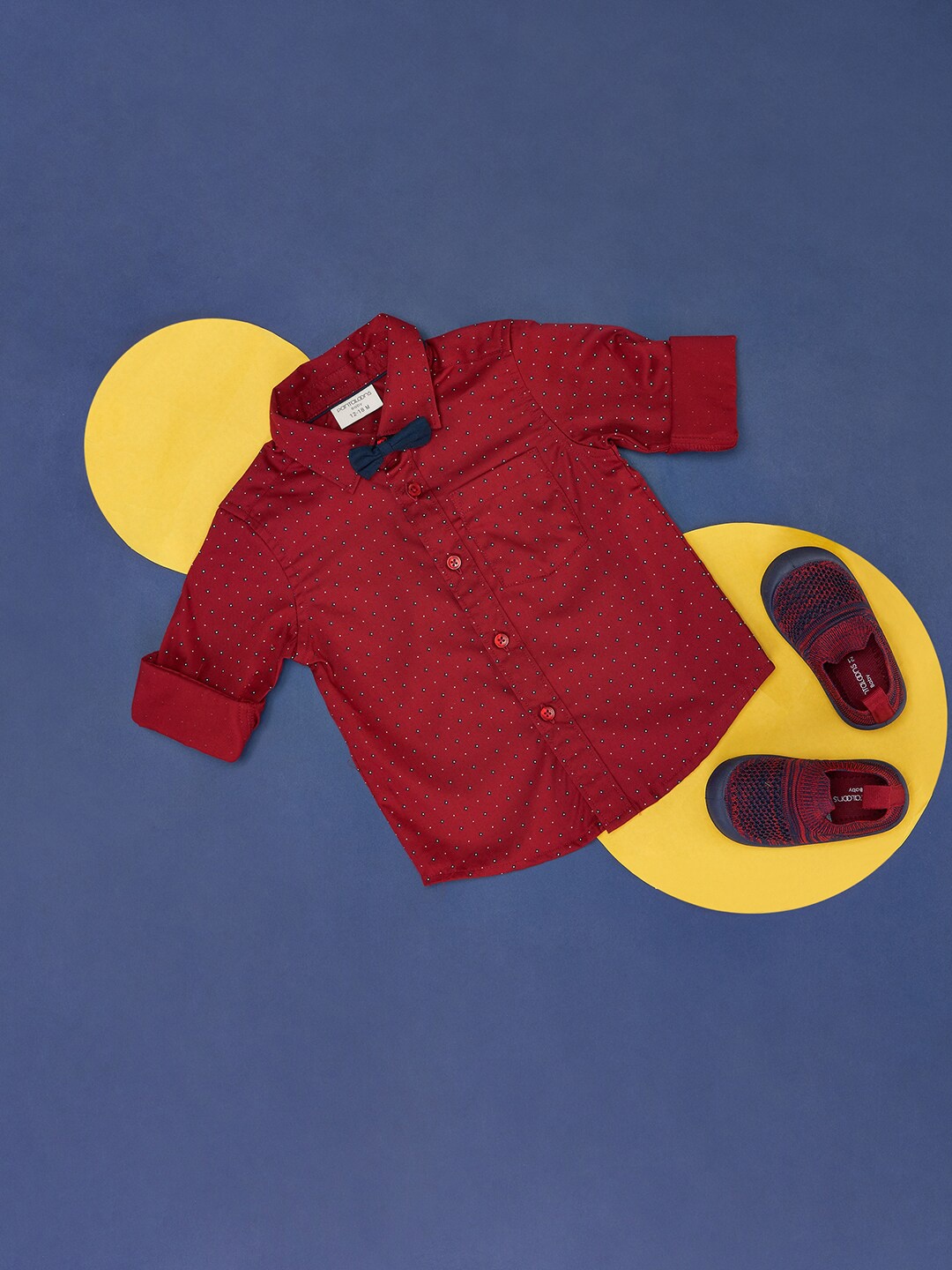 

Pantaloons Baby Boys Micro Ditsy Printed Cotton Party Shirt, Red