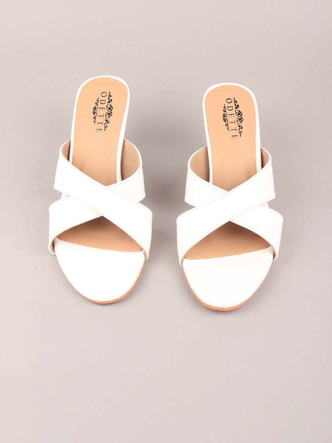 

ODETTE Criss-Cross Strap Kitten Heels, White