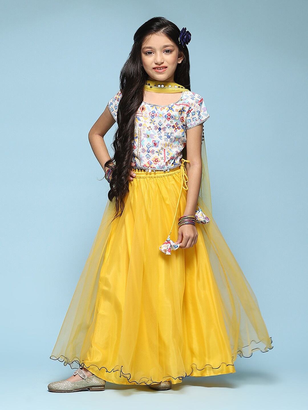 

Biba Girls Printed Ready to Wear Lehenga & Blouse With Dupatta, Yellow