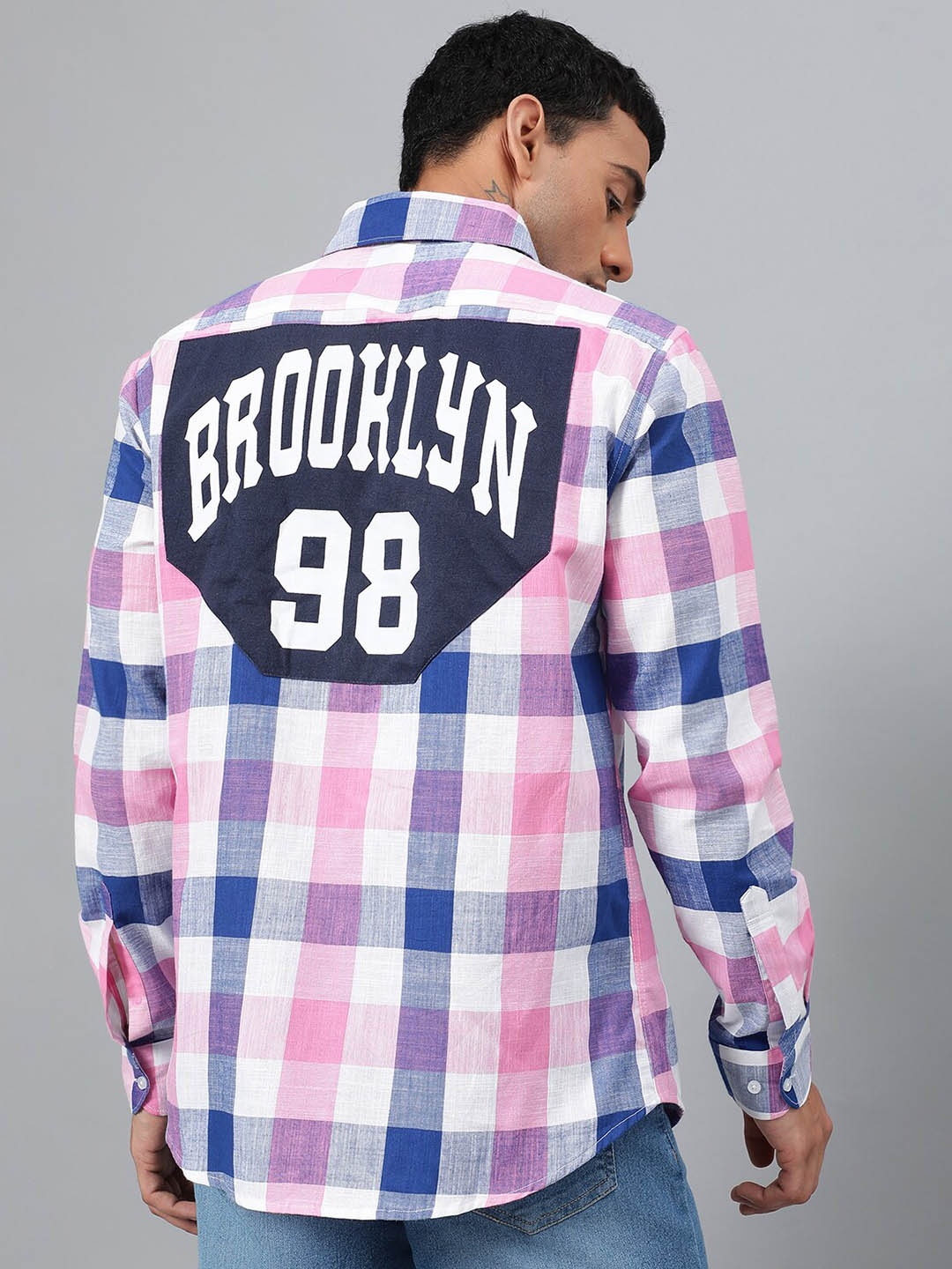 

FTX Buffalo Checks Spread Collar Pure Cotton Casual Shirt, Pink